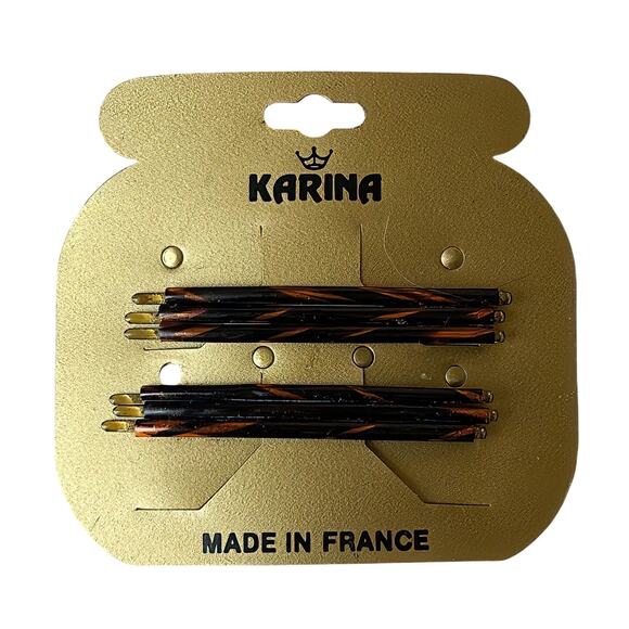 1990s French Faux Tortoise Shell Bobby Pins: Karina, NOS - Picture 1 of 3